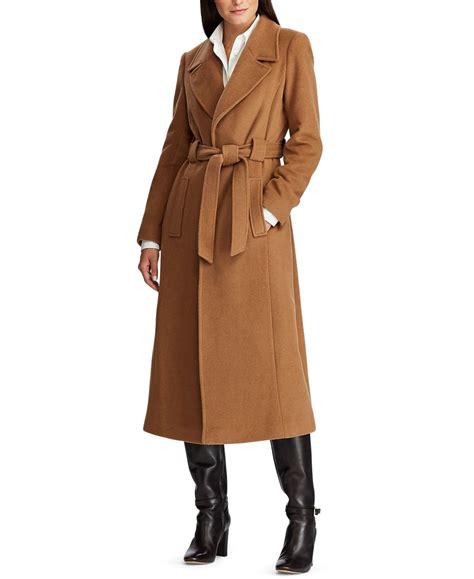 women's wool blend belted wrap coat